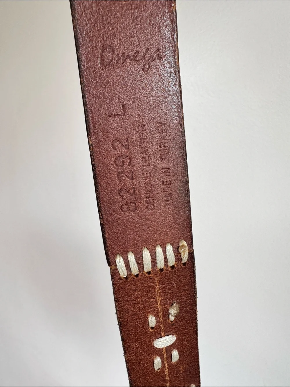 VTG 80’s Omega Southwestern Brown Leather Belt White Stitching made in Turkey  L